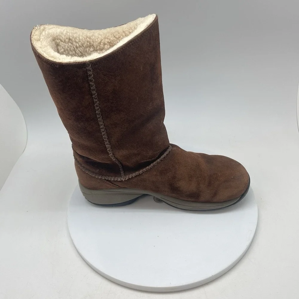 Merrell Primo Stitch High Boots Womens 8 Suede Chestnut Brown Pull‎ Up Fur Lined